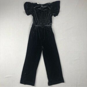 Kids Sparkling Black stretch velvet Jumpsuit JCrew/Crewcuts